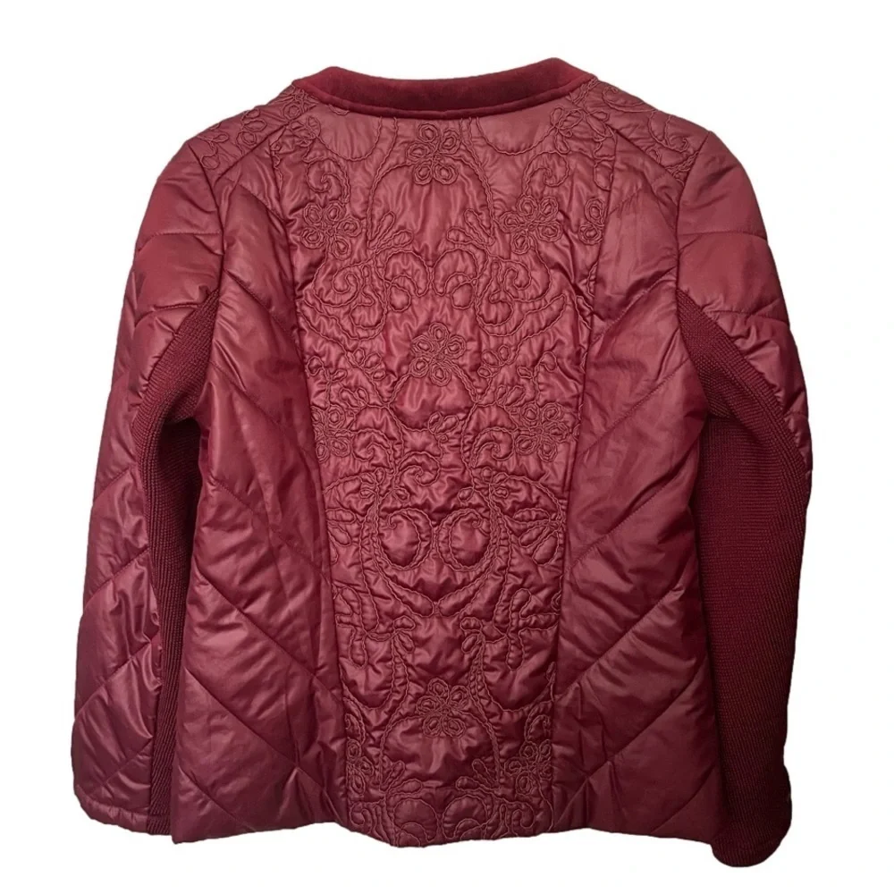 Chico's Zenergy Velvet Trim Jacket Size 0 Long Sleeve Zipper Front Open Front - Picture 6 of 11